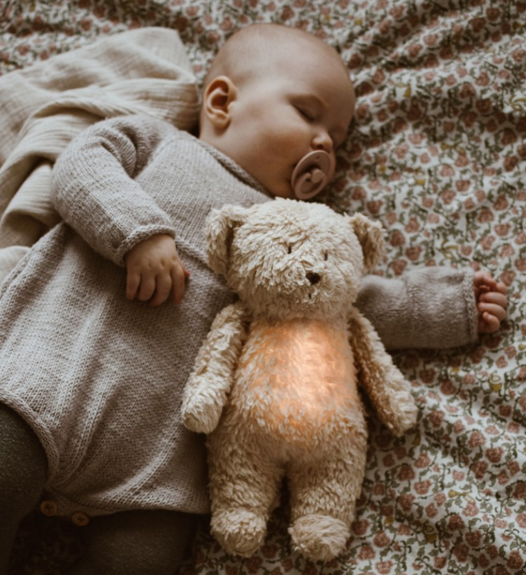 Ourson avec sons et lumière Blanc polaire Moonie